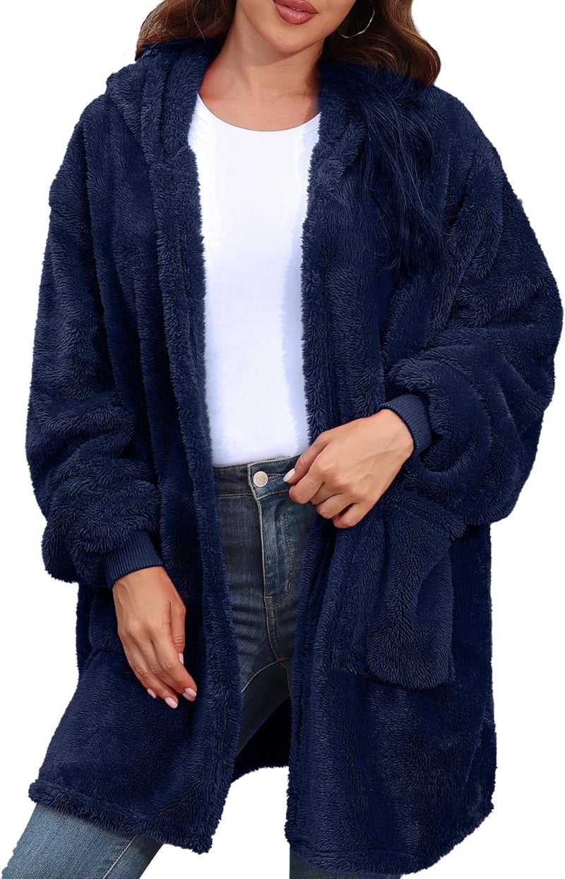 Argstar Hooded Cardigan for Women and Men, Oversized Sweatshirt Fuzzy Fleece Blanket Hoodie Jacket - One Size Fits All - Image 1